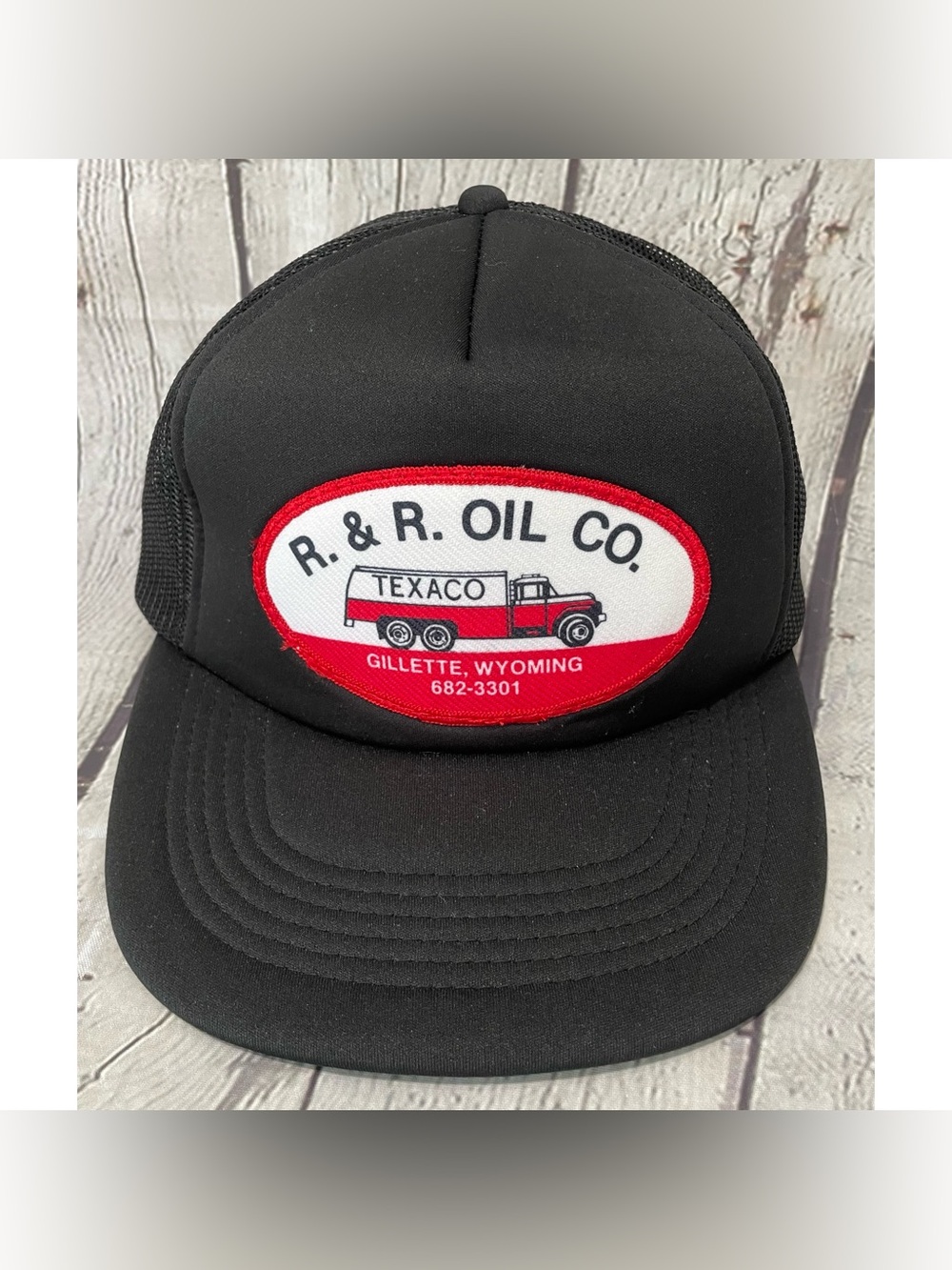 Vintage Black Texaco R & R Oil Company SnapBack Trucker Hat